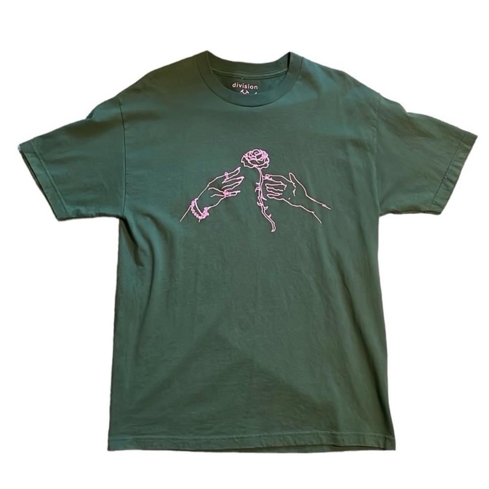 Division of Labor Men's Green and Pink Rose Tee
